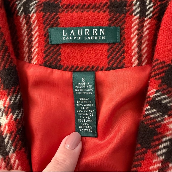Lauren Ralph Lauren Women’s Red Plaid Wool Blazer Size 6 EUC - Picture 4 of 8